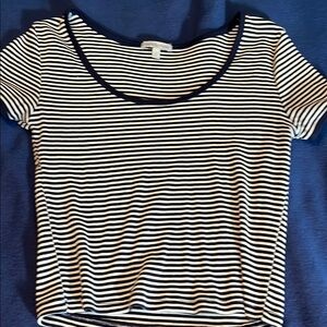 Navy and white striped crop tee